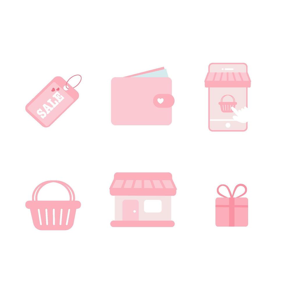 Flat Design E-Commerce Shopping Cart and Payment Icons Set vector
