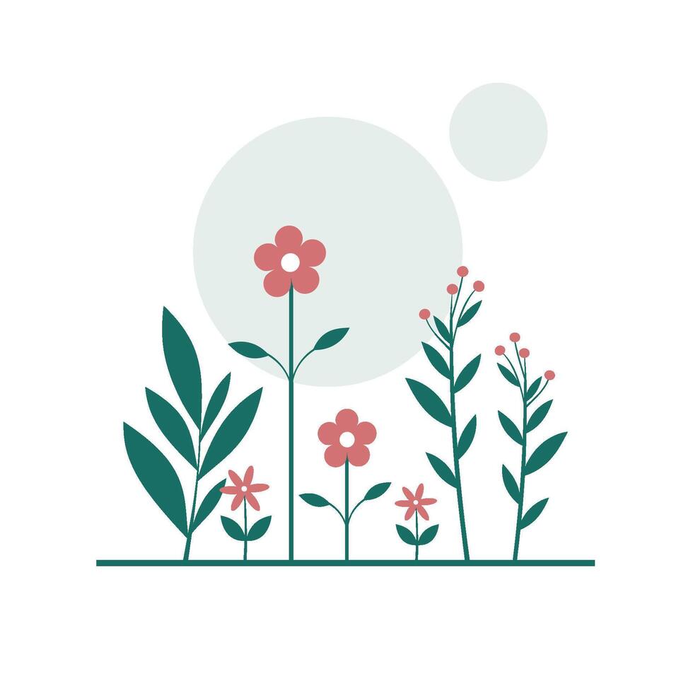 Windflowers Illustration with Minimal Flat Design of Spring Wildflowers vector