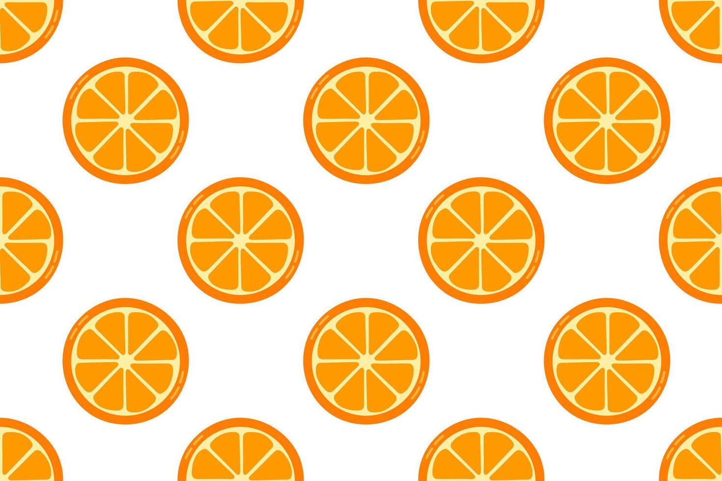 Seamless pattern with orange slices in circular shape. Perfect for citrus-themed prints, juice packaging, and refreshing summer designs vector