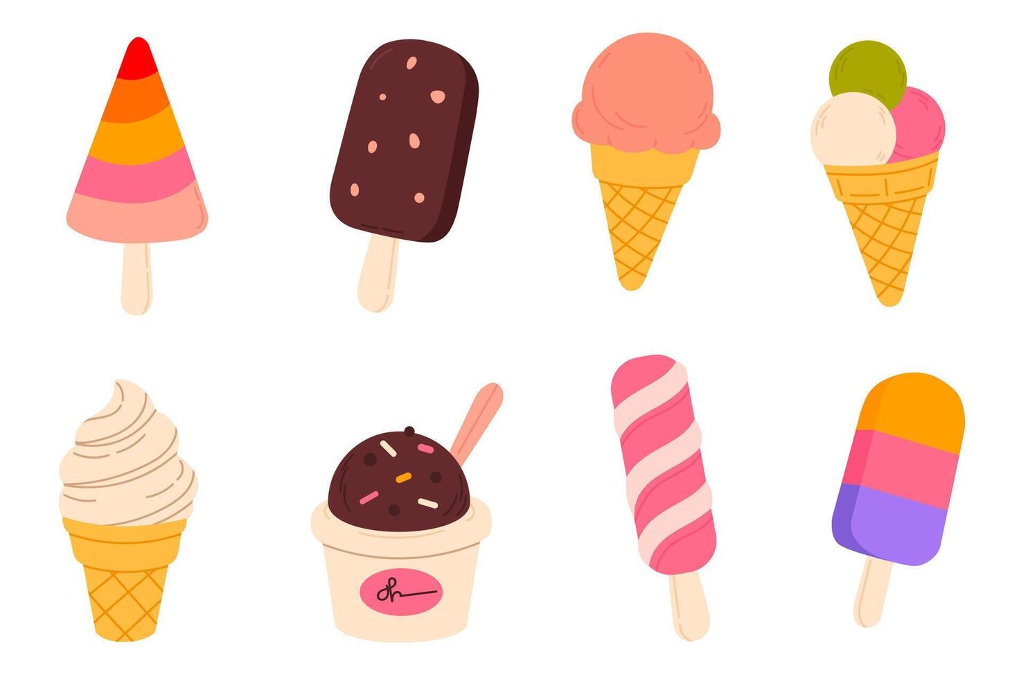 Colorful ice cream treats assortment vector