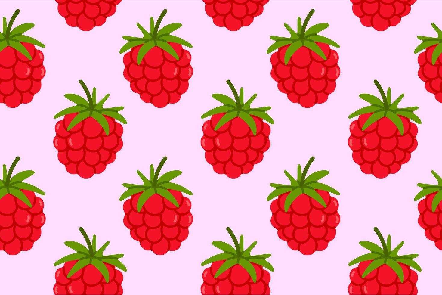 Pattern of red raspberries on pink vector
