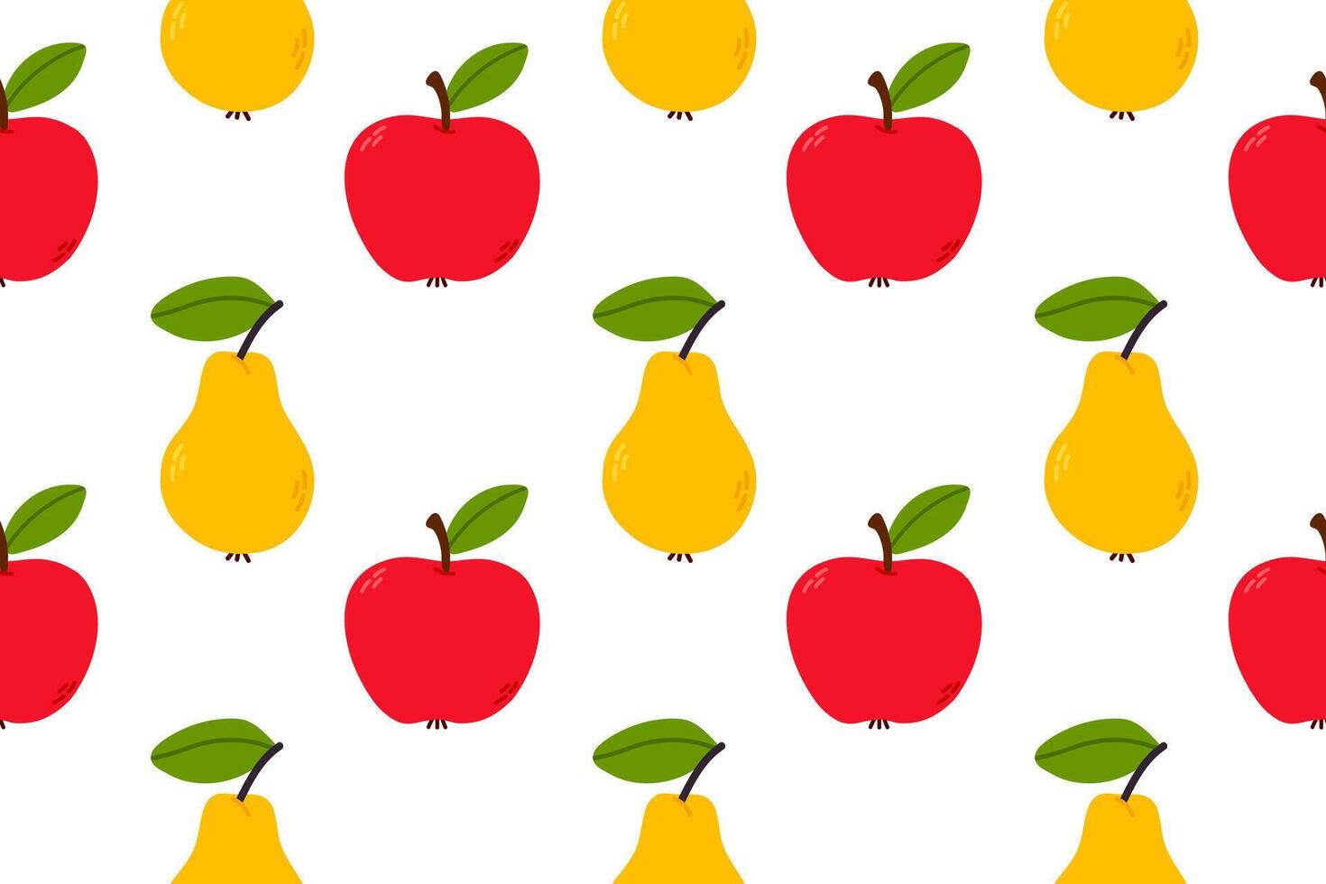 Colorful apples and pears pattern vector
