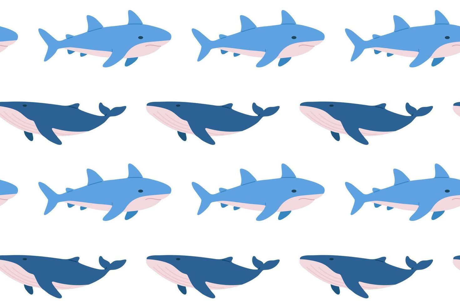 Colorful sharks illustration pattern design vector