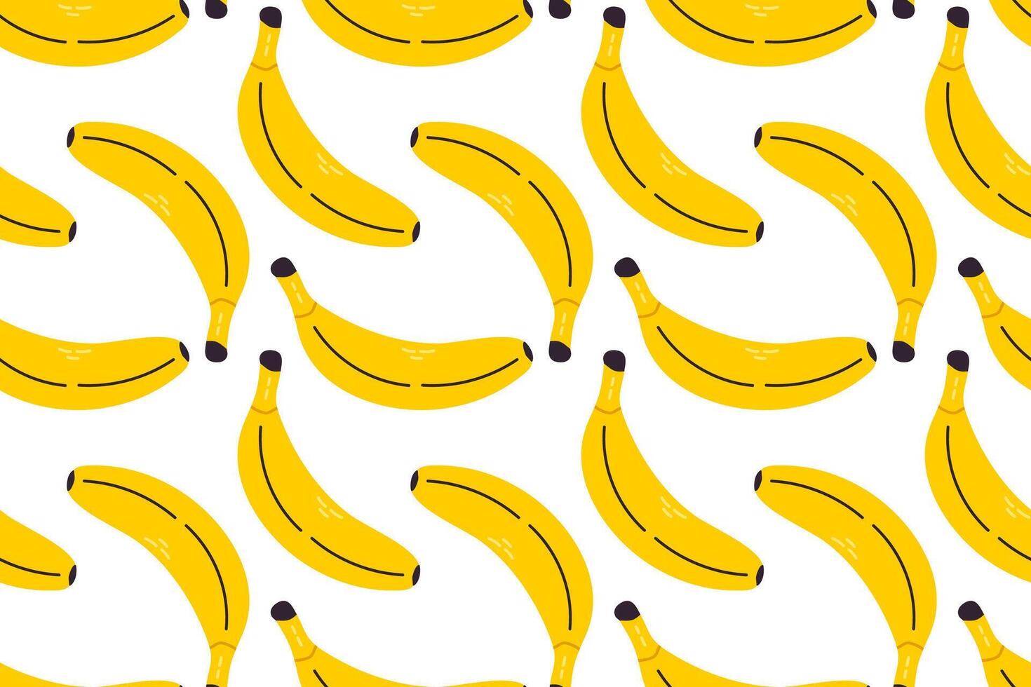 Repeating pattern of ripe yellow bananas on white background. Ideal for summer food packaging, tropical branding, and nutrition-themed prints vector