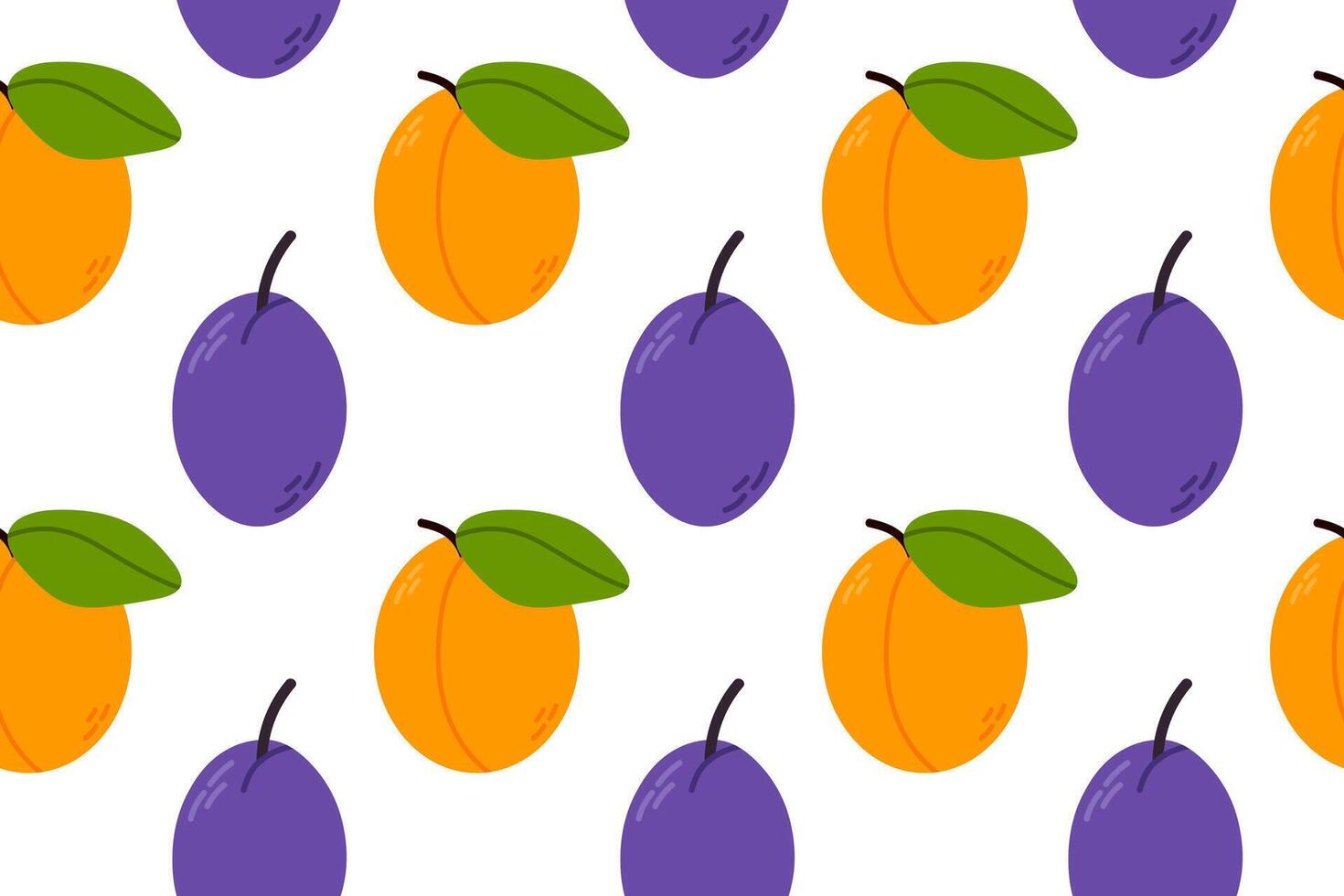 Seamless pattern with apricots and plums in vibrant colors. Ideal for healthy food design, branding, and seasonal packaging vector