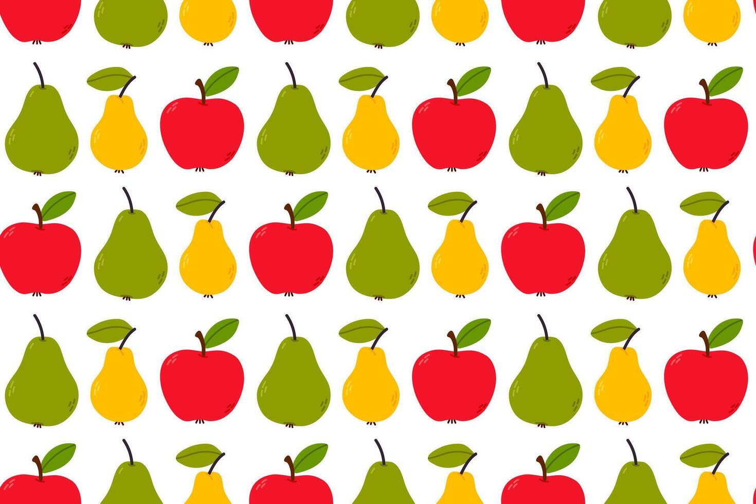 Colorful apple and pear pattern design vector