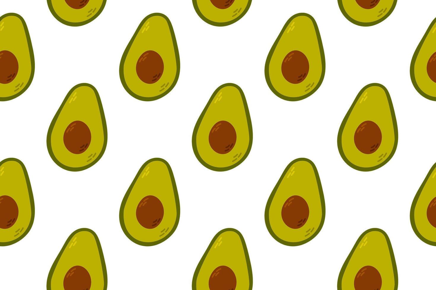 Seamless pattern with ripe avocado halves on white background. Perfect for healthy food packaging, kitchen textiles, and vegetarian design projects vector