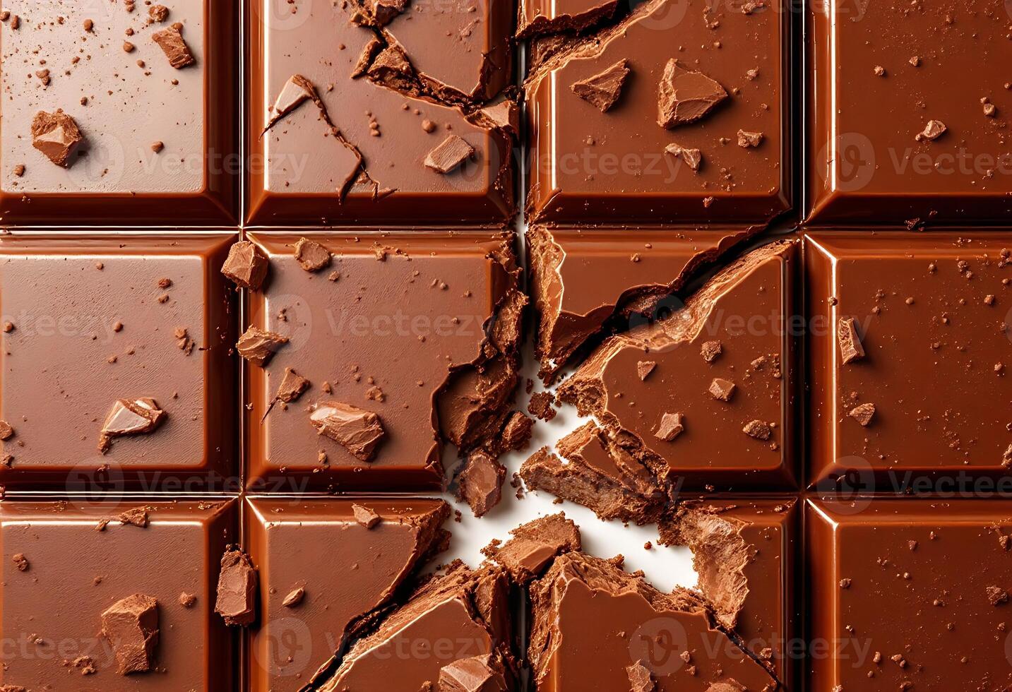 Breaking Chocolate Bar Close-up with Fragments Perfect for Dessert Concepts photo