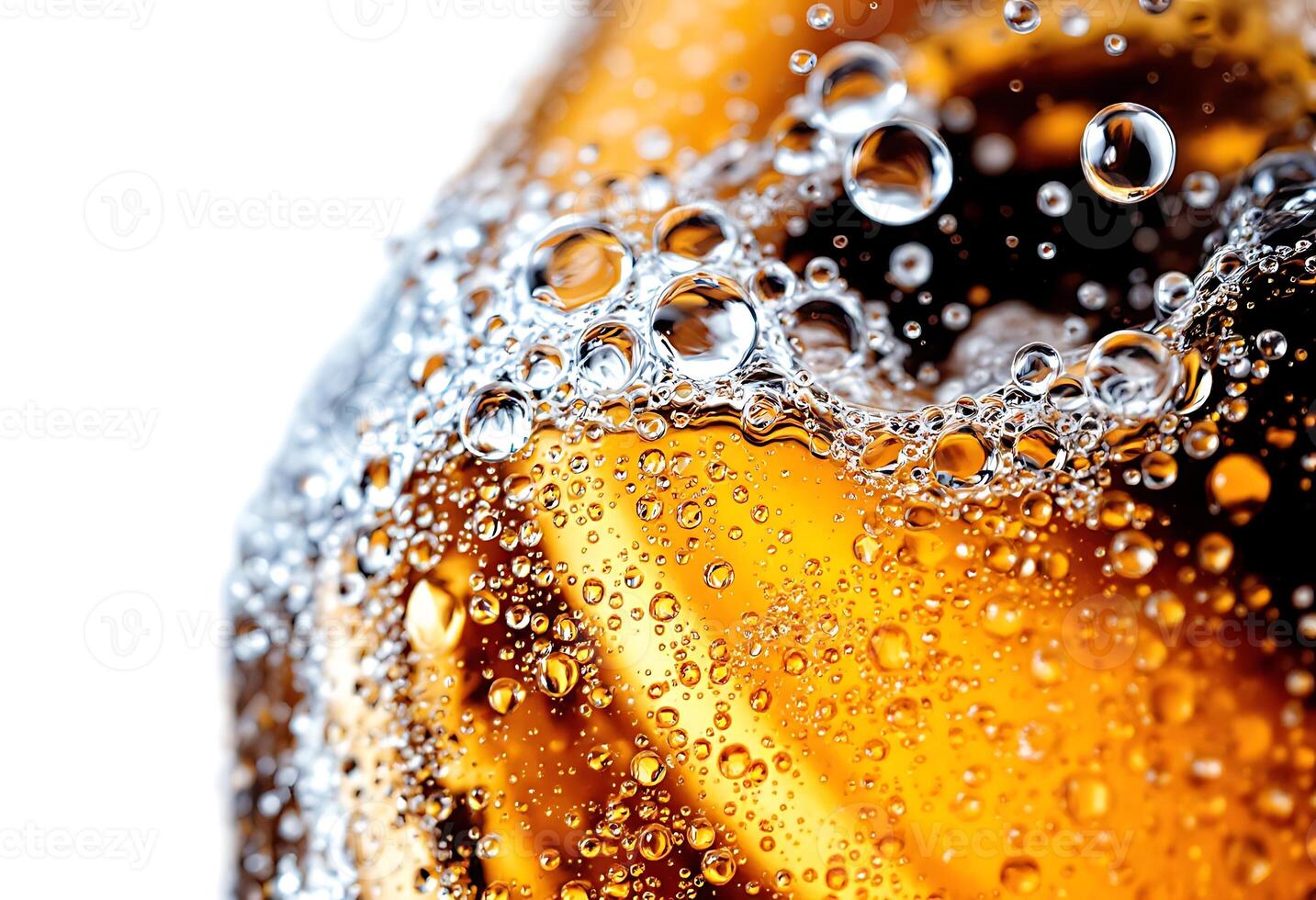 Iced Beverage Close-up with Bubbles and Condensation Refreshing Drink Image photo