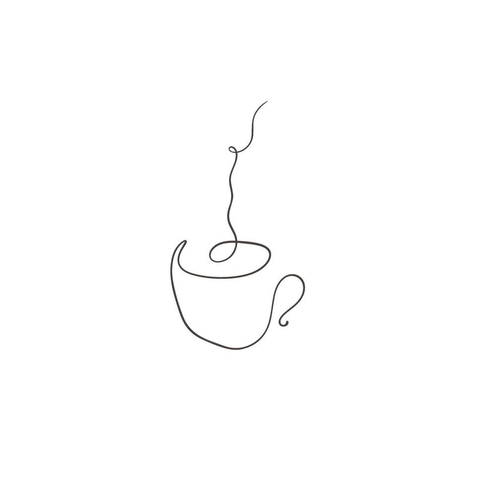 cup of coffee line art drawing vector