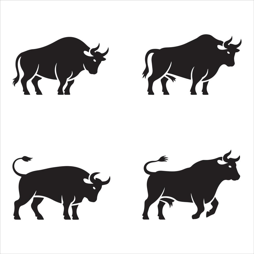 Silhouette Collection of Bulls and Similar Bovine Animals vector