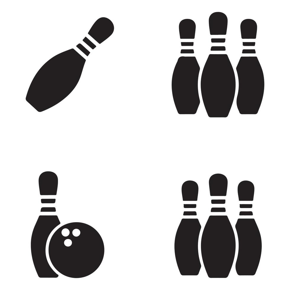 Bowling Pins and Ball Icons vector