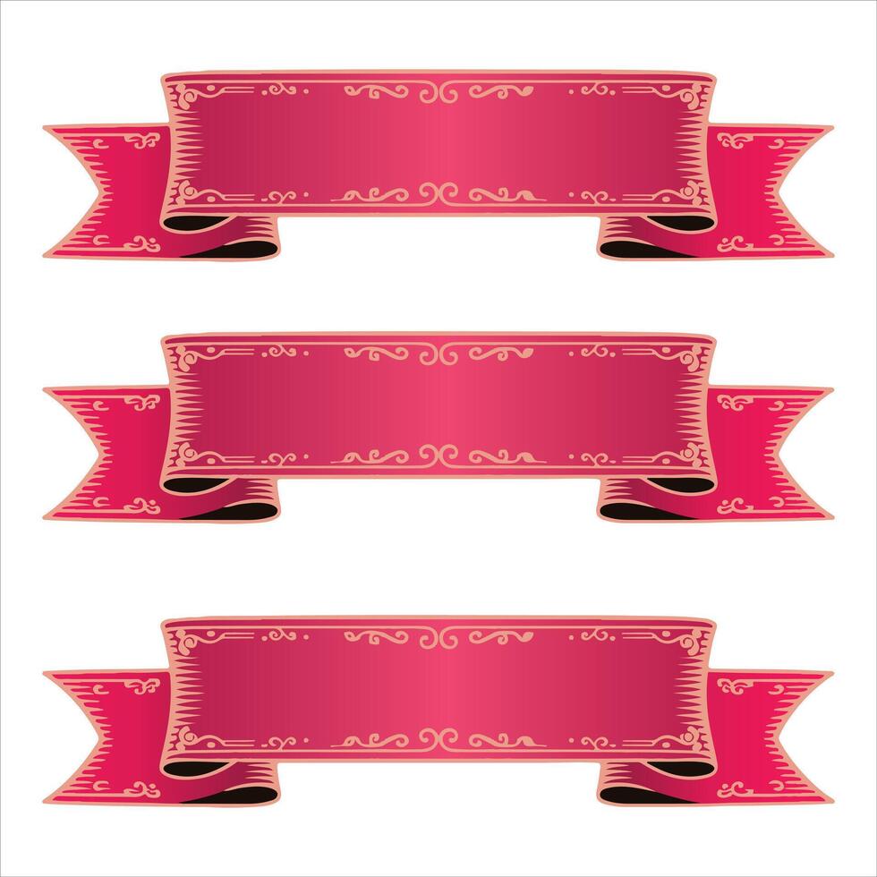 Elegant Pink and Gold Ribbon Set Luxury Art Banner Collection vector