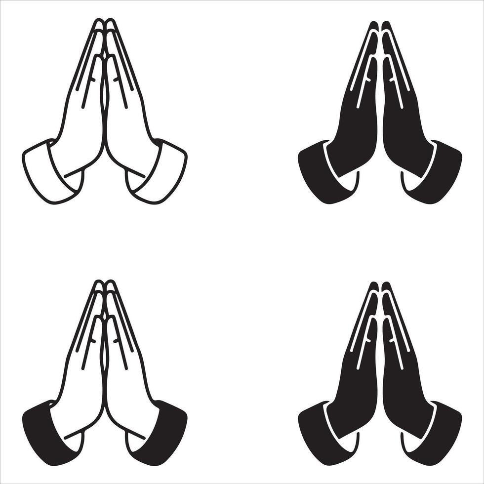 Simple Folded Hands for Prayer Clean Islamic Forgiveness Icons vector