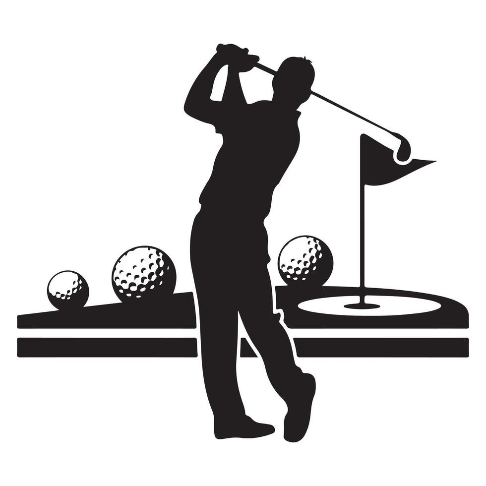 Golfer Swinging a Club with Golf Ball vector