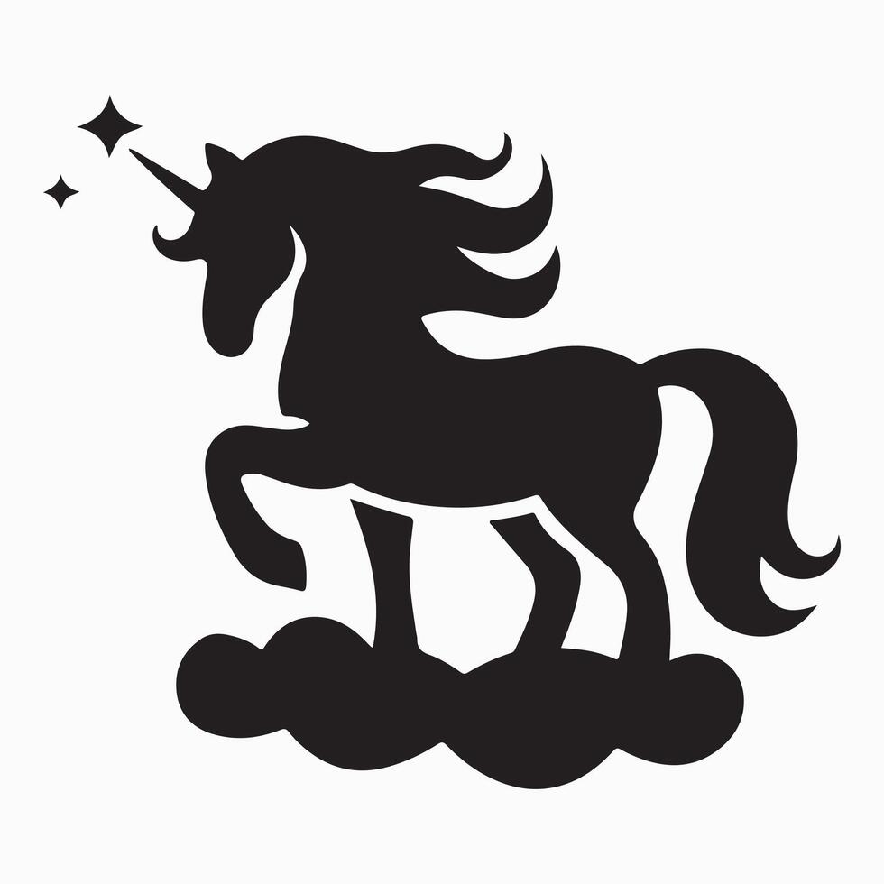 Silhouette of a Unicorn on a Cloud vector