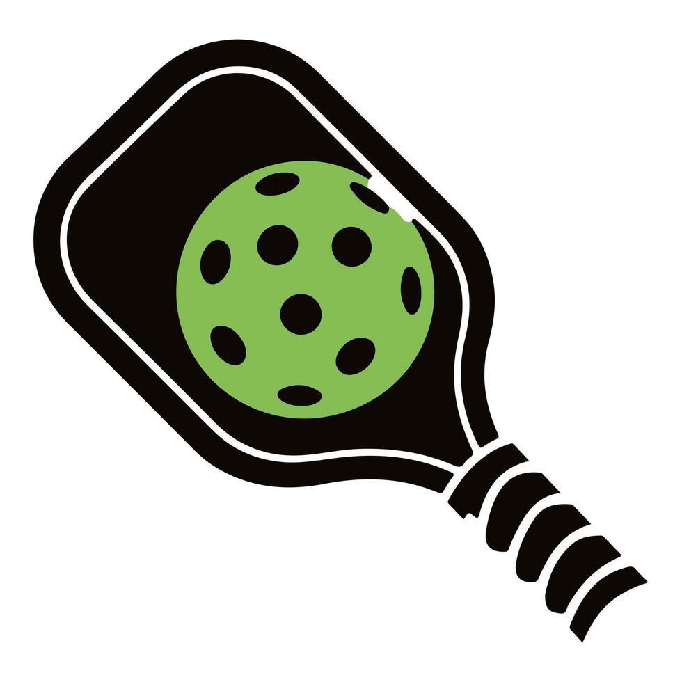 Zoomed Pickleball Paddle with Ball Art Silhouette vector