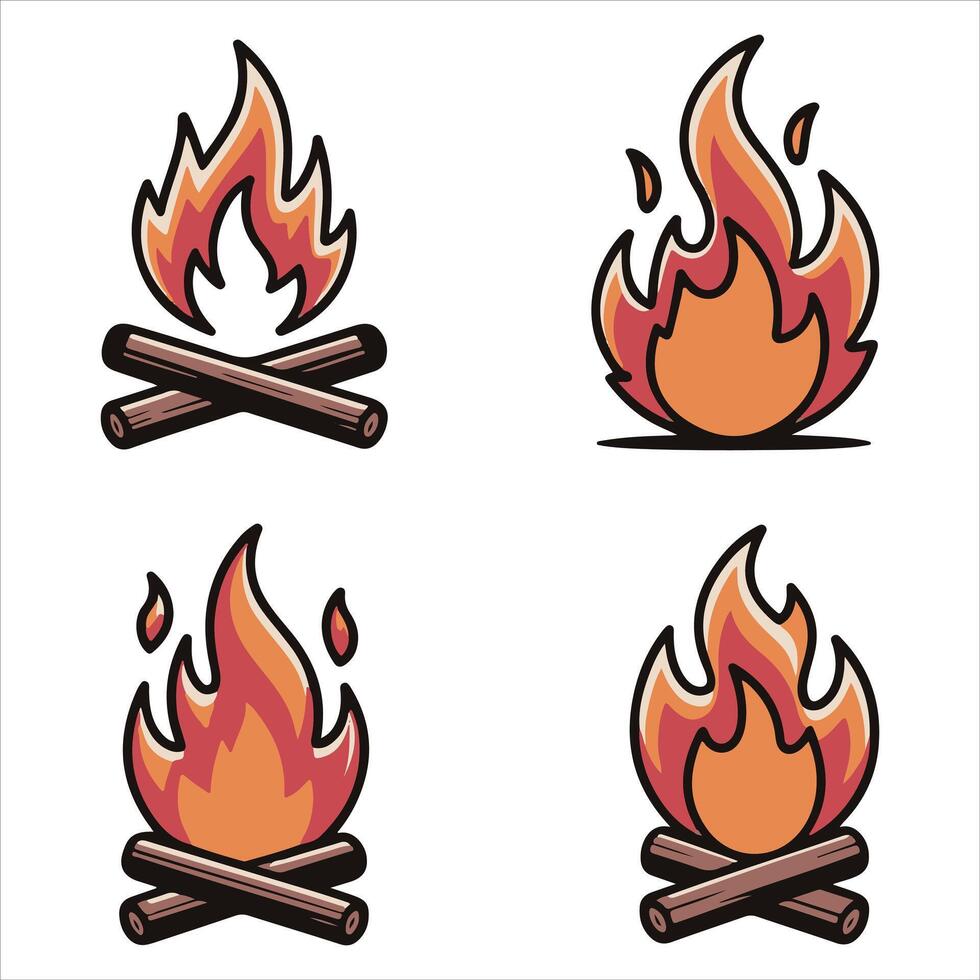 PIllustrated Campfire Icons Depicting Regret and the Spirit of Forgiveness vector