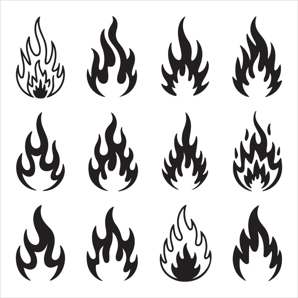Black and White Flame Silhouette Icons with Symbolic Forgiveness Theme vector