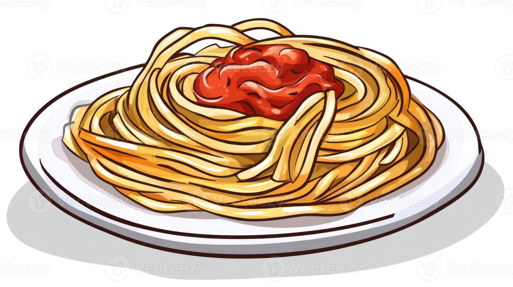 Plate of spaghetti with tomato sauce photo