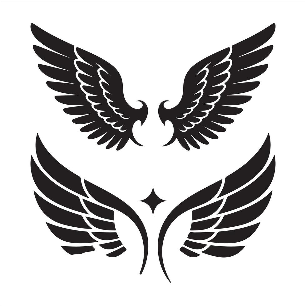 Decorative Angel Wings Art Set vector