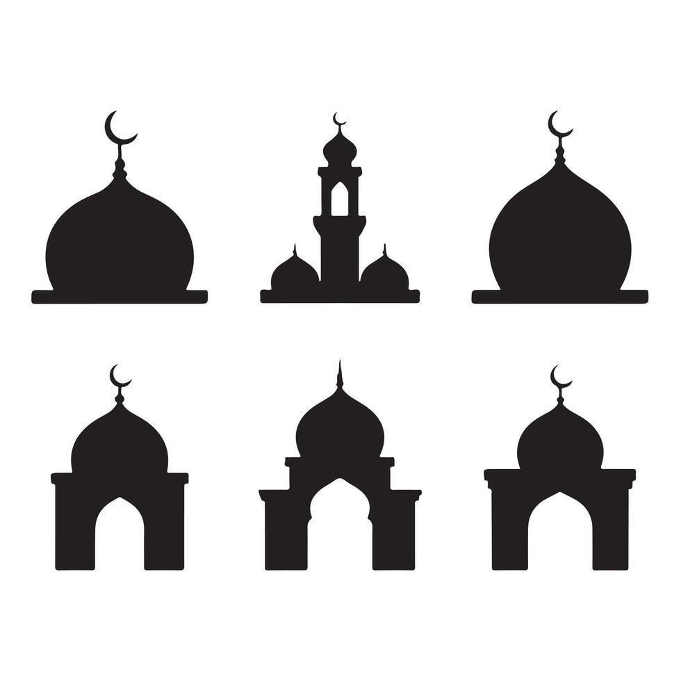 PMinimal Dome and Minaret Silhouette Art Set for Islamic UI and Branding Use vector