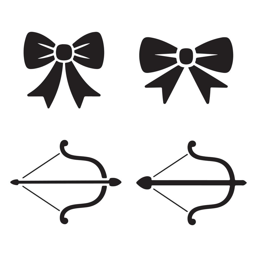 Bow and Arrow Silhouettes vector
