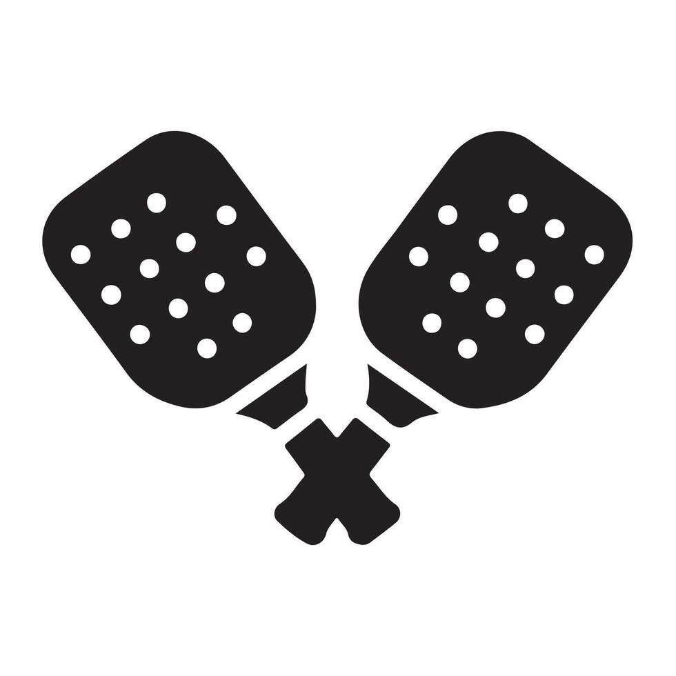 Minimal Pickleball Paddle Pair Flat Silhouette Icon vector