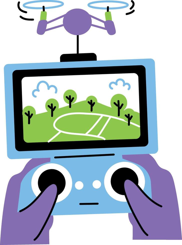 A flat style illustration depicting a drone operator vector