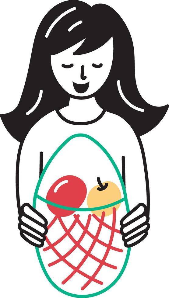 A sketchy style icon of fruits bag vector