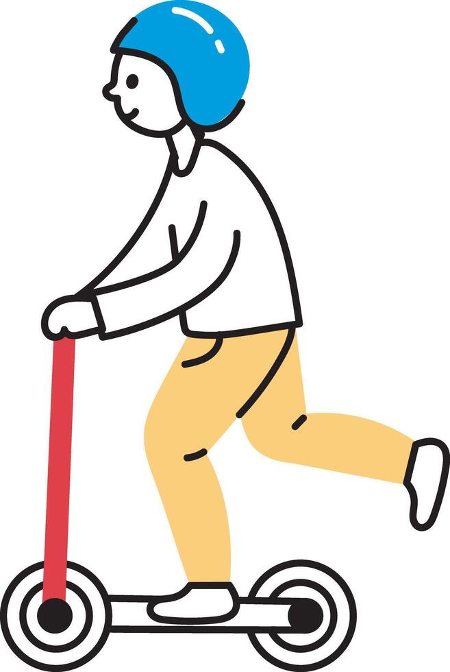 A hand drawn style icon of riding scooter vector