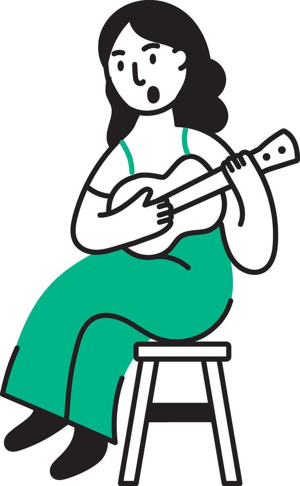 A doodle style icon of playing guitar vector