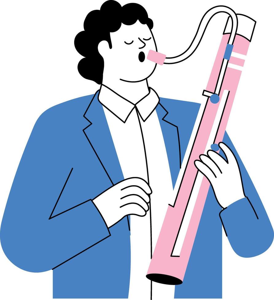 A hand drawn style illustration of a bassoonist artist vector