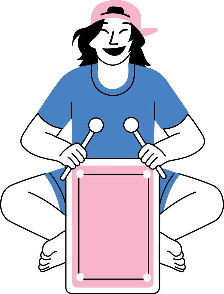 A doodle style illustration of a cajon drummer vector