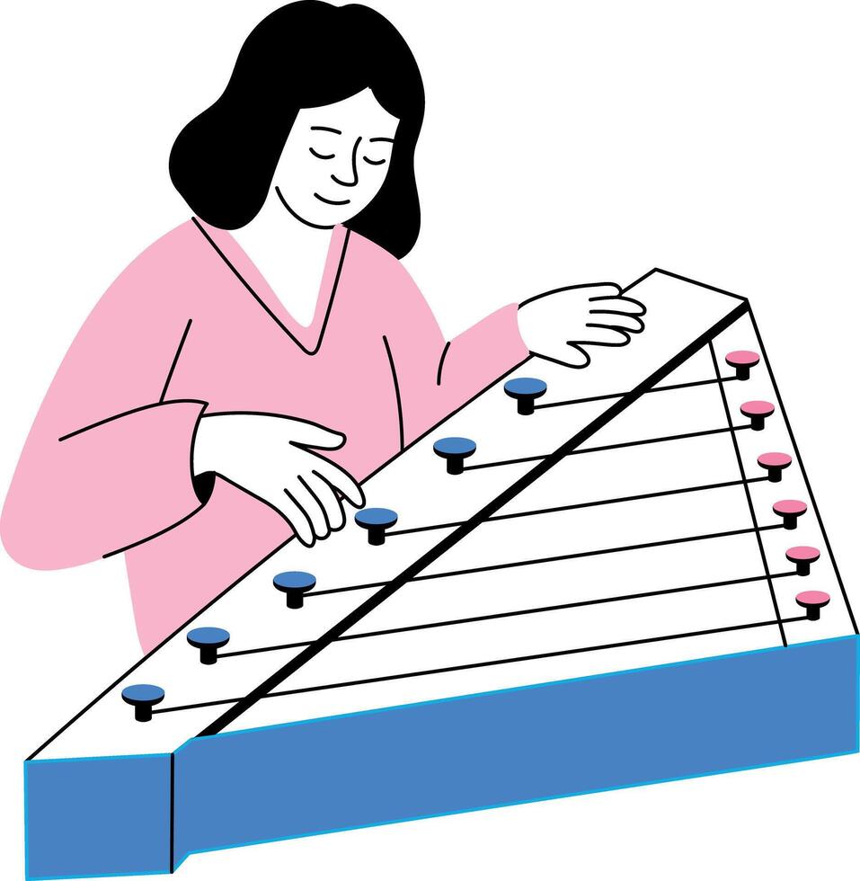 Doodle style illustration depicting a qanun player performing live vector