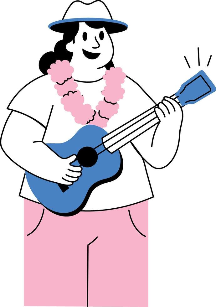 A sketchy style illustration of a ukulele player vector