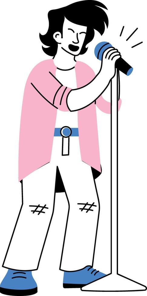 A hand drawn illustration of a skilled vocalist singing vector