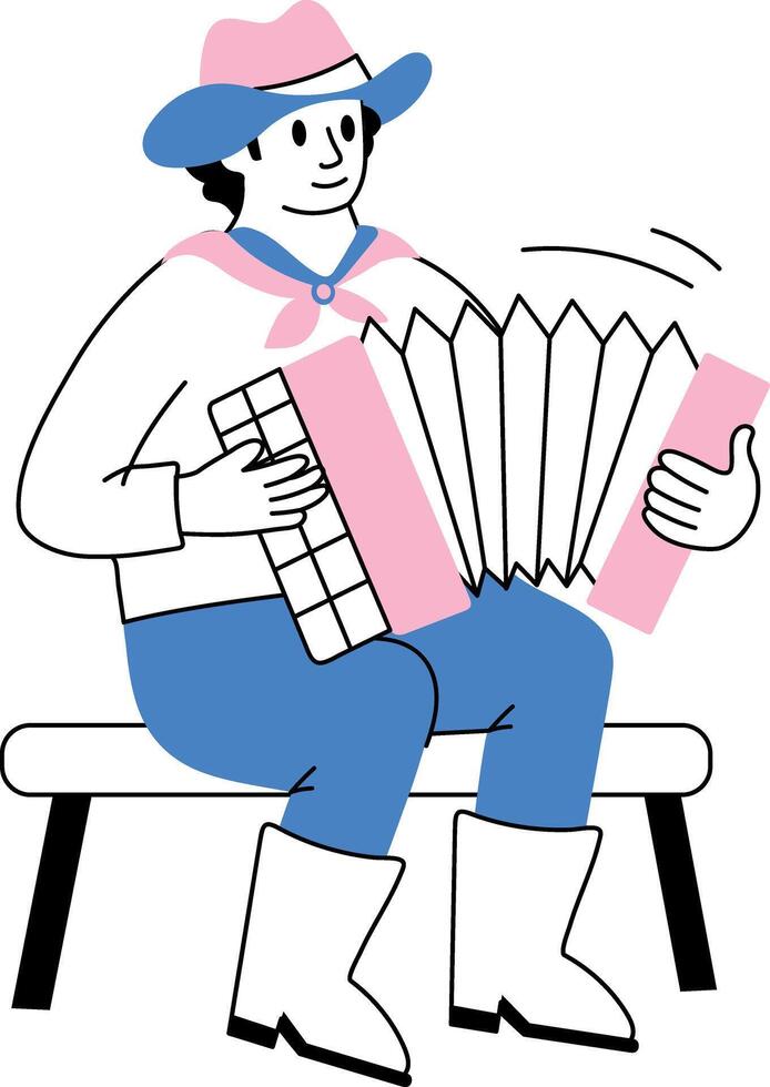 Drawing style illustration showing a joyful accordion player vector