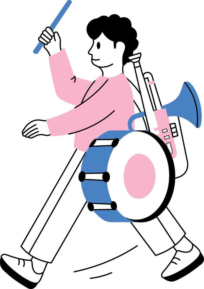 A drawing style illustration of a marching band vector