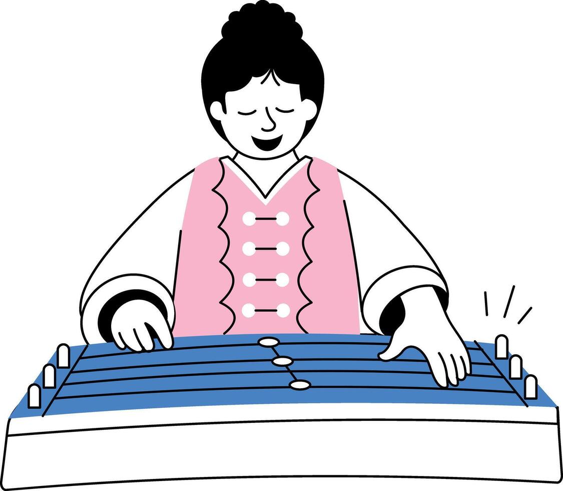 An illustration of chinese guzheng in doodle style vector