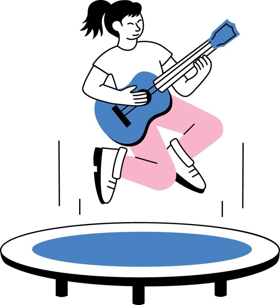 Doodle style illustration denoting a passionate guitarist vector