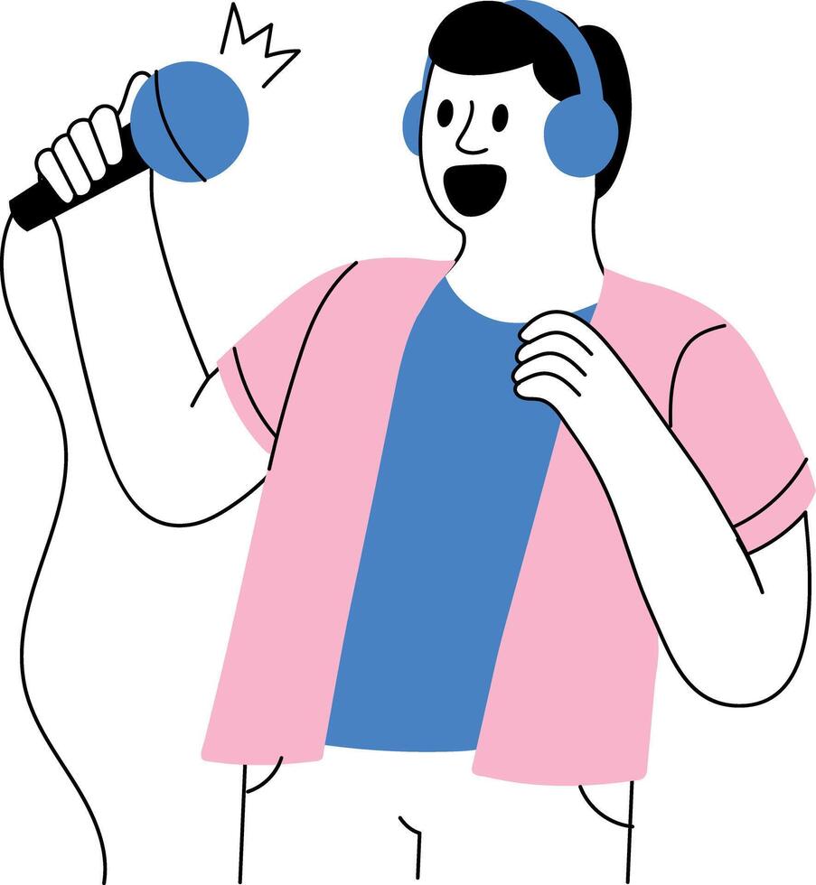 A doodle style illustration showing a singer vector
