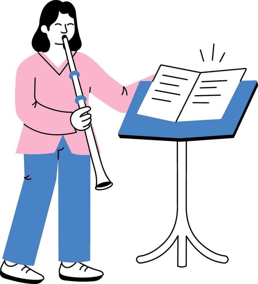Doodle style illustration depicting an oboist player vector