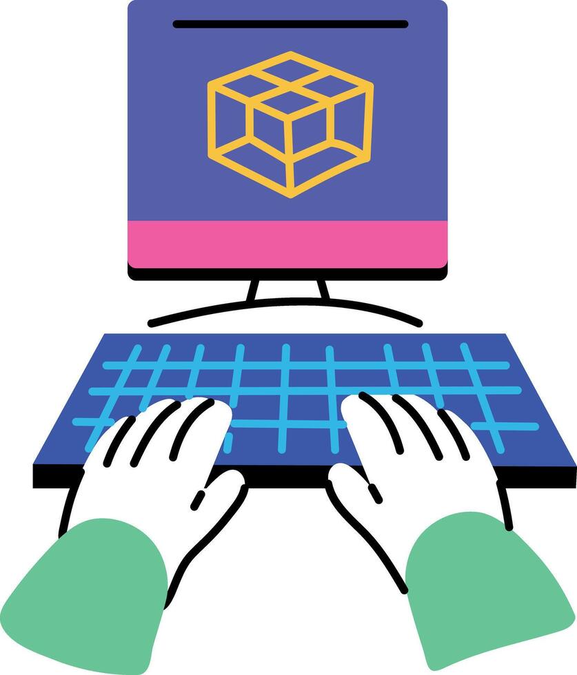 A flat style illustration of 3d modelling vector