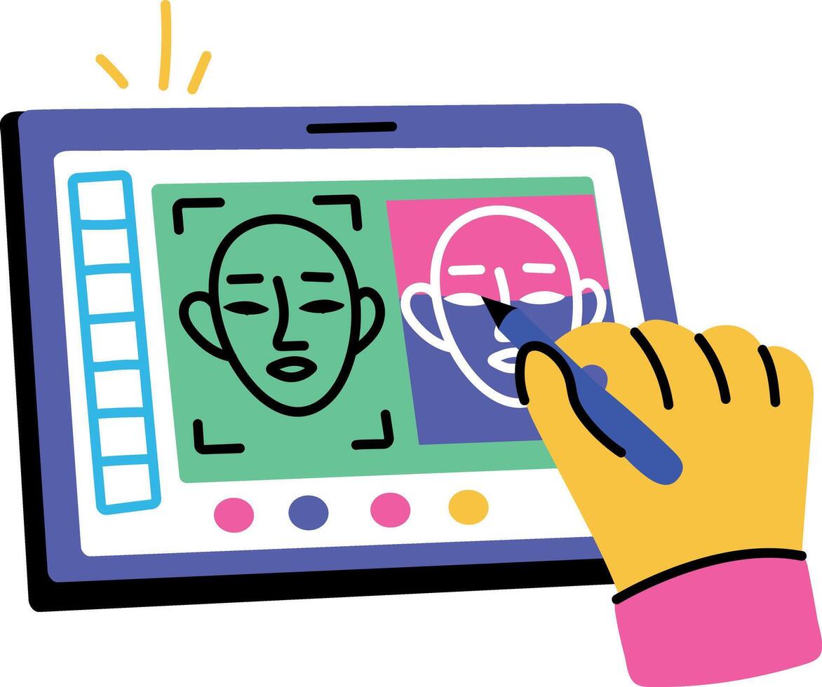 A flat style illustration showing a designing tool vector