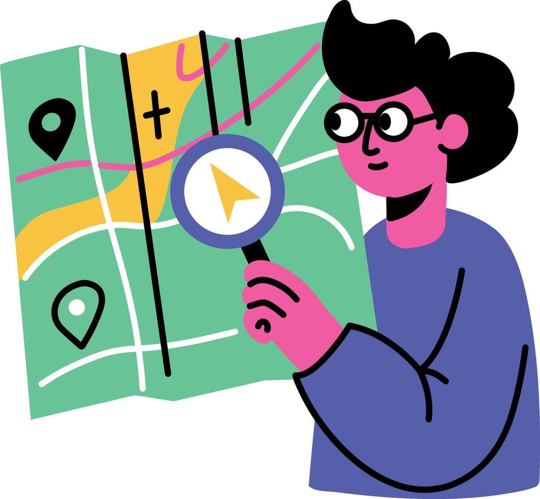 Flat style illustration showing a designer finding tool quickly vector