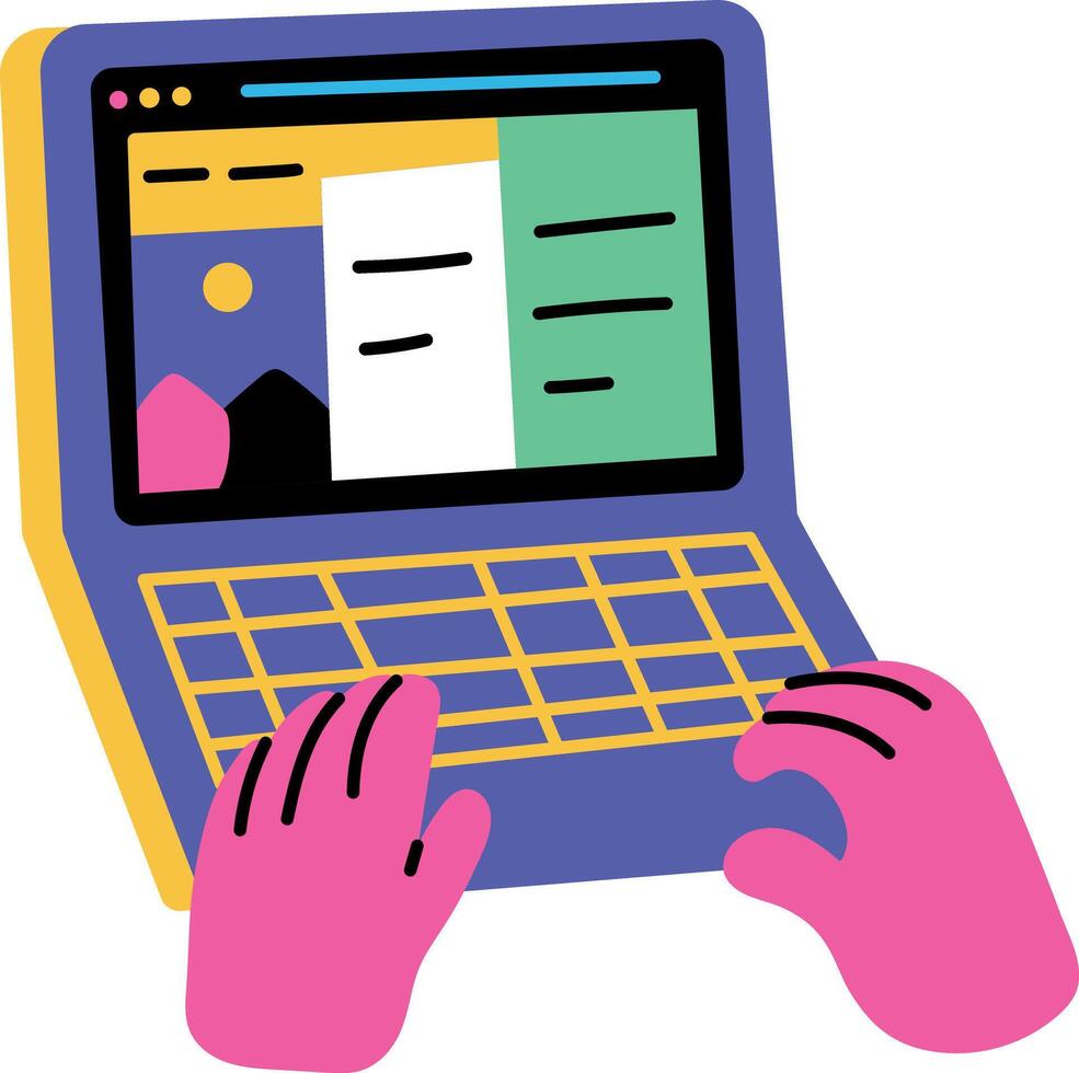 A flat style illustration of digital art vector