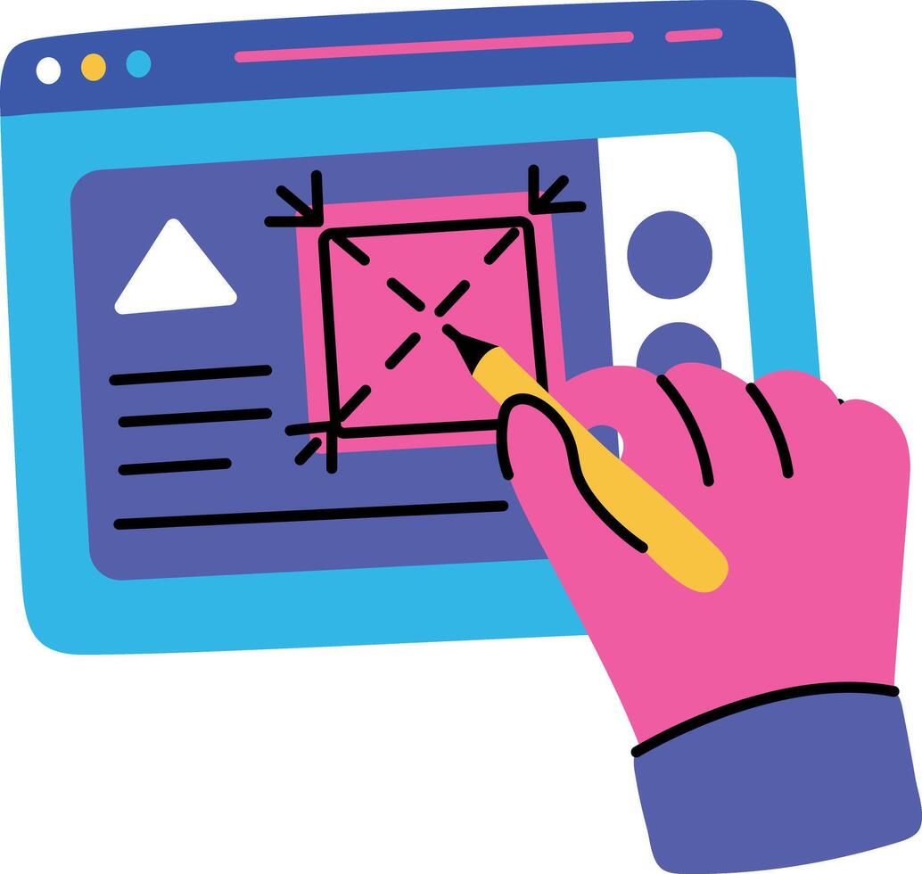A flat style illustration showing a digital move tool vector