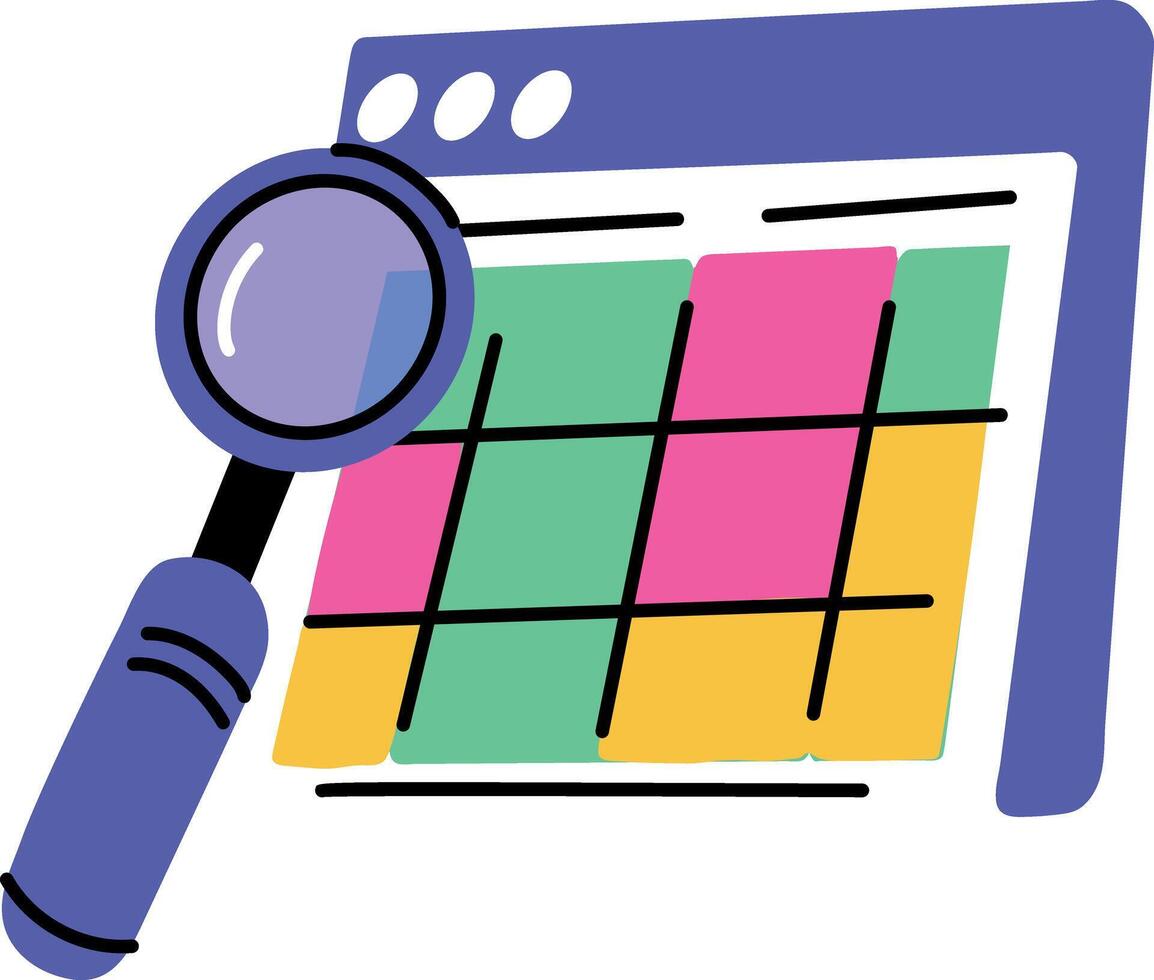 A flat style illustration showing zoom tool vector