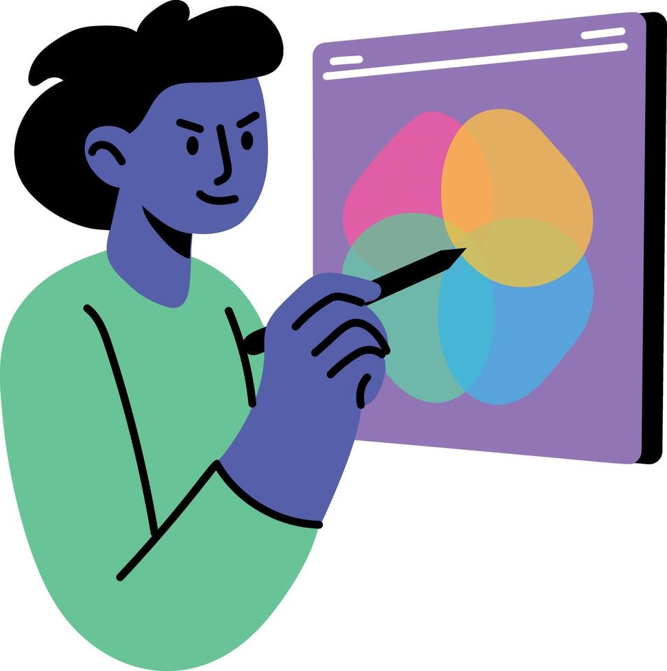 A person using blend tool, flat style illustration vector